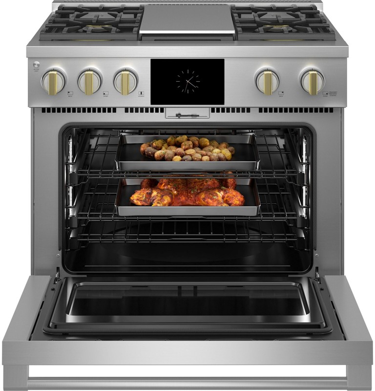 Monogram Pro 36" Dual Fuel Range with 4 Burners and Griddle - ZDP364NDTSS gallery