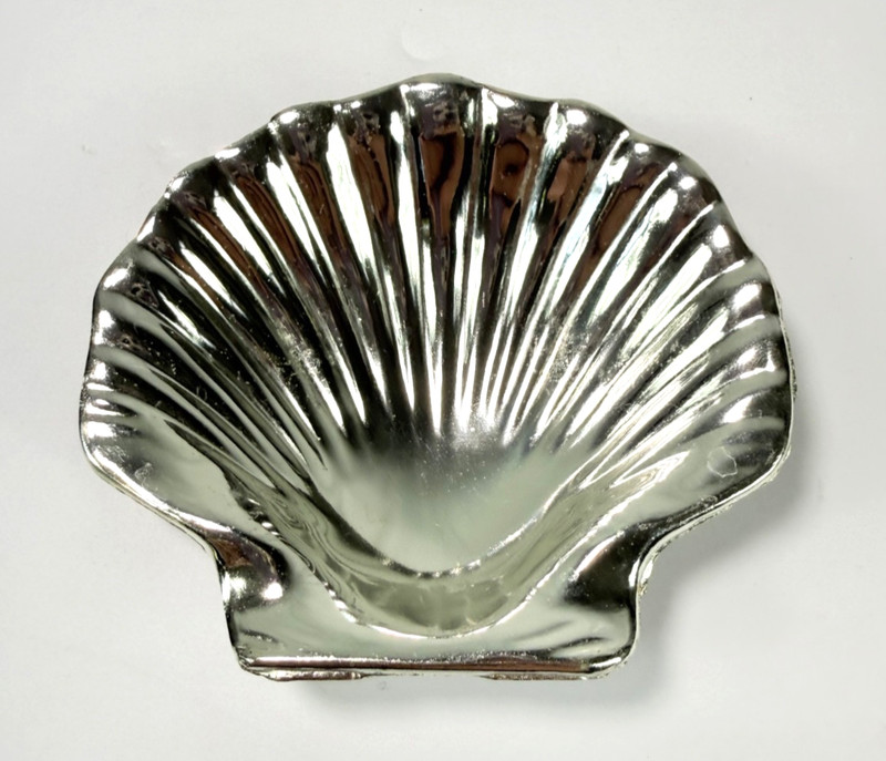 Shell Shape Dish Silver Tone Metal Candy Trinket Butter Teabag Holder VTG Set/8 gallery