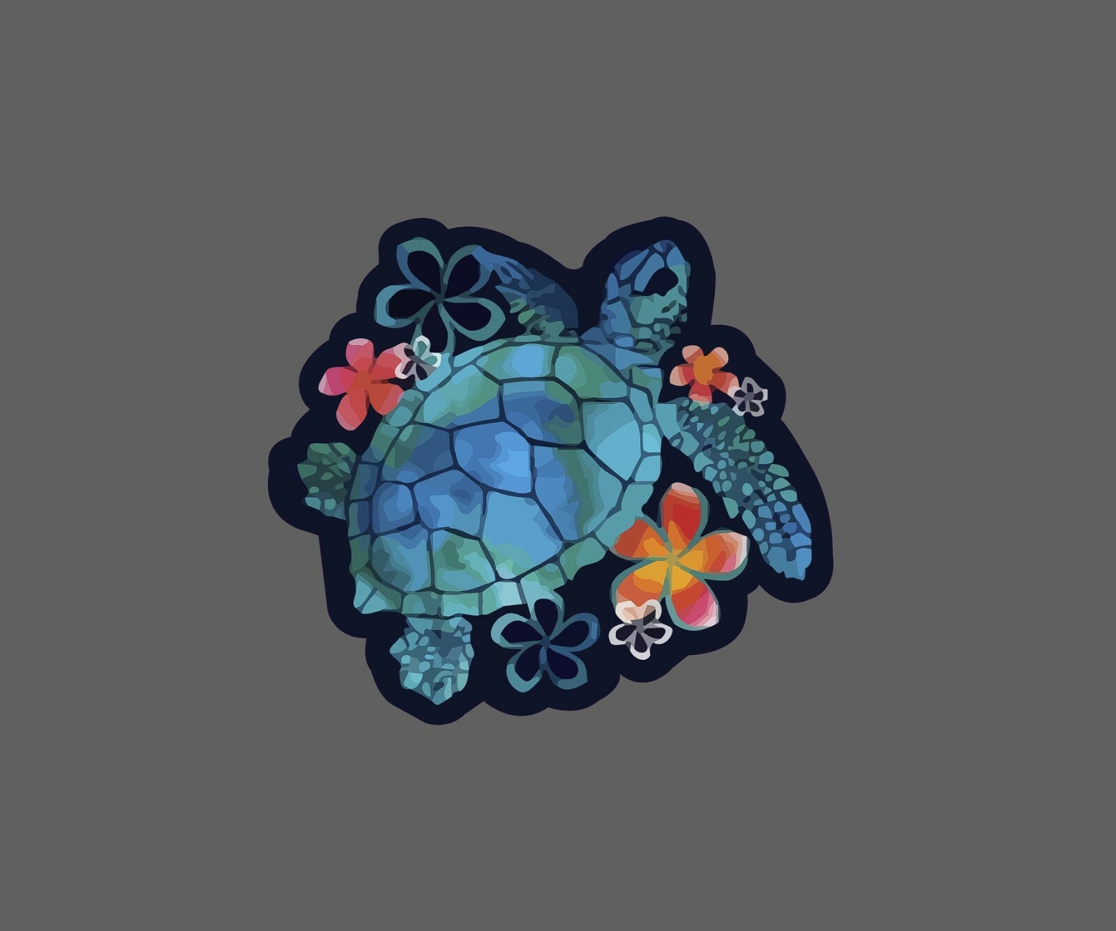 Sea Turtle Sticker Floral Waterproof - Buy Any 4 For $1.75 Each Storewide! gallery