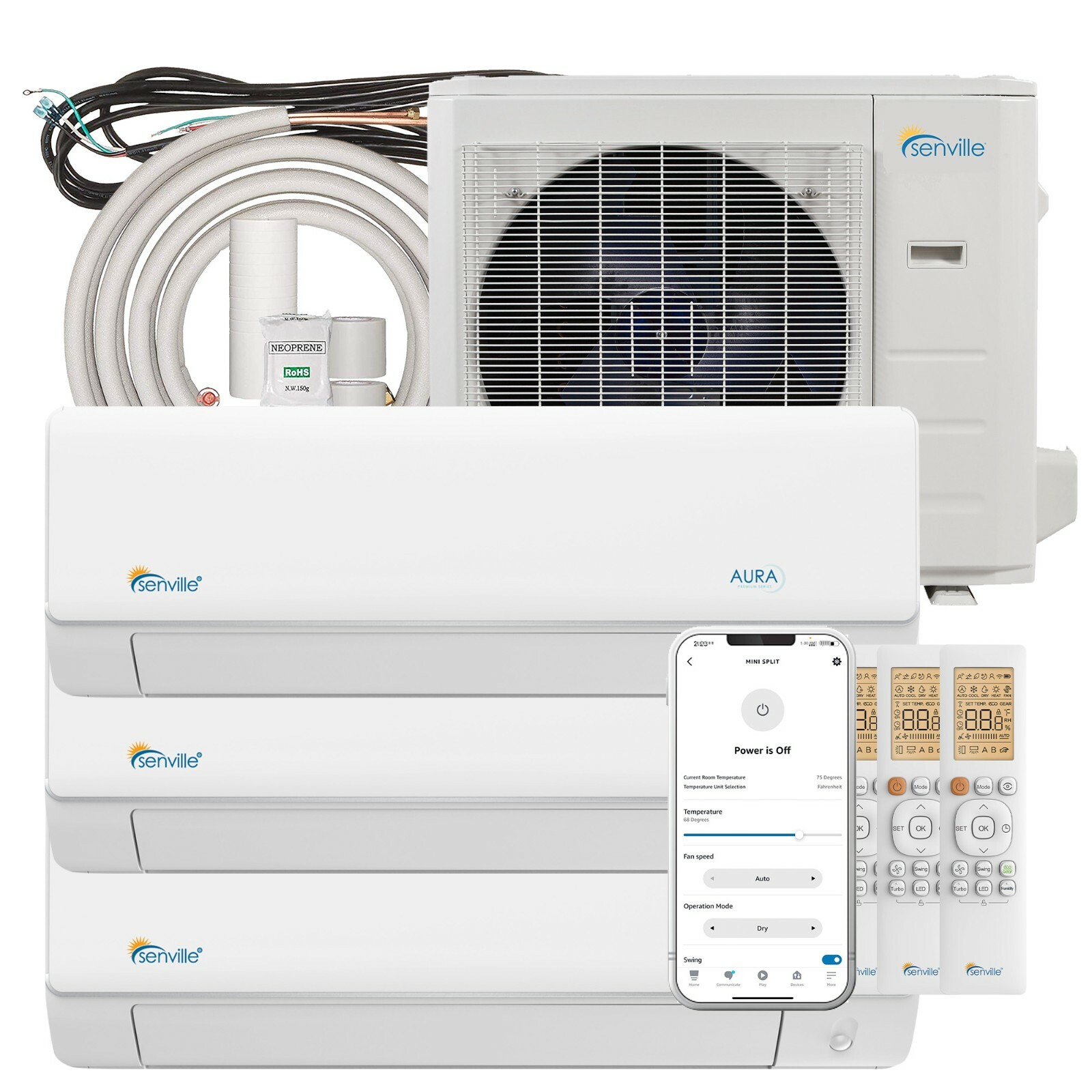 28000 BTU Tri Zone Ductless Mini Split Air Conditioner and Heat Pump - SEER 24 gallery