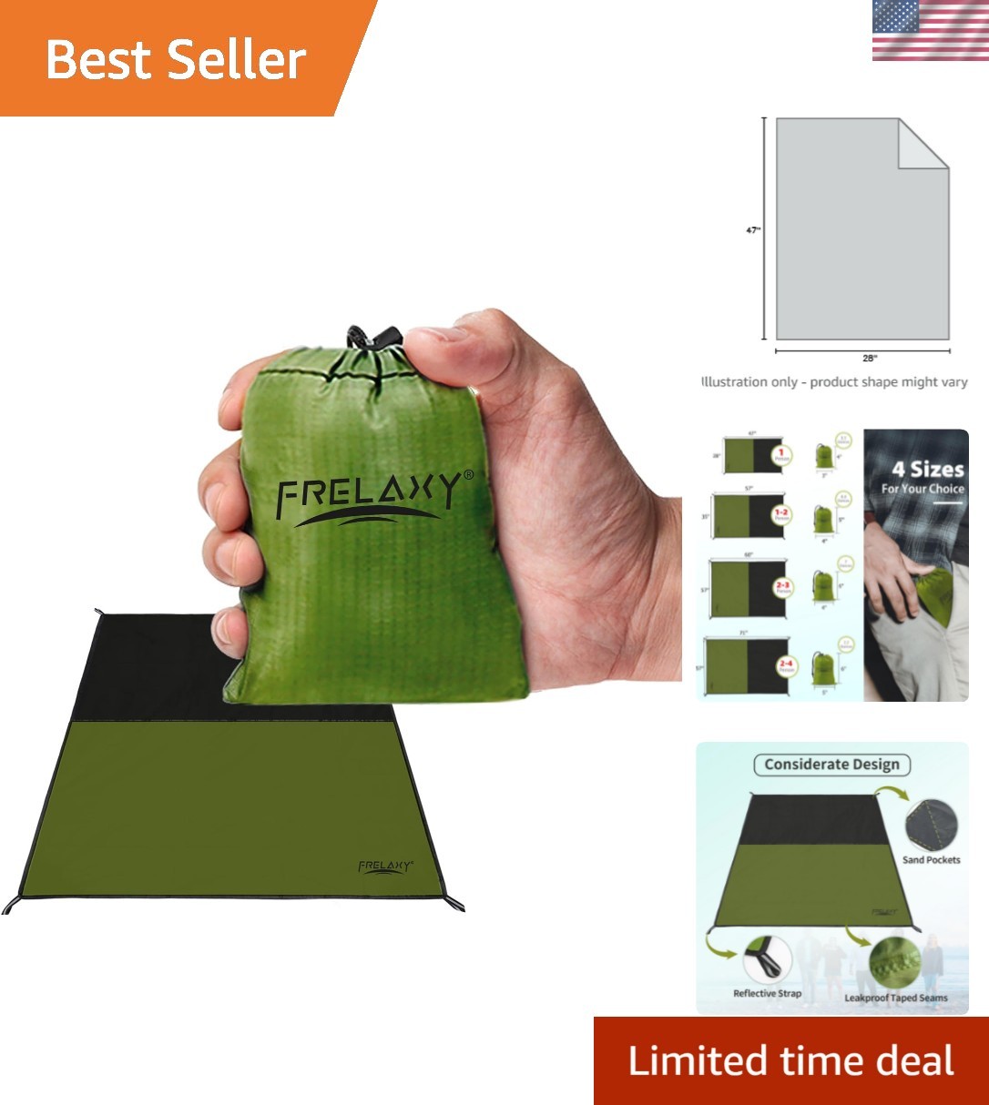 Pocket Picnic Blanket, Waterproof Sandproof Beach Mat, Compact Camping Tarp f... gallery