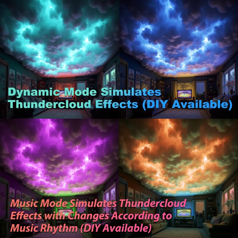 USB 3D Cotton Thundercloud LED Light 17ft, Multicolor - APP & Remote Control gallery