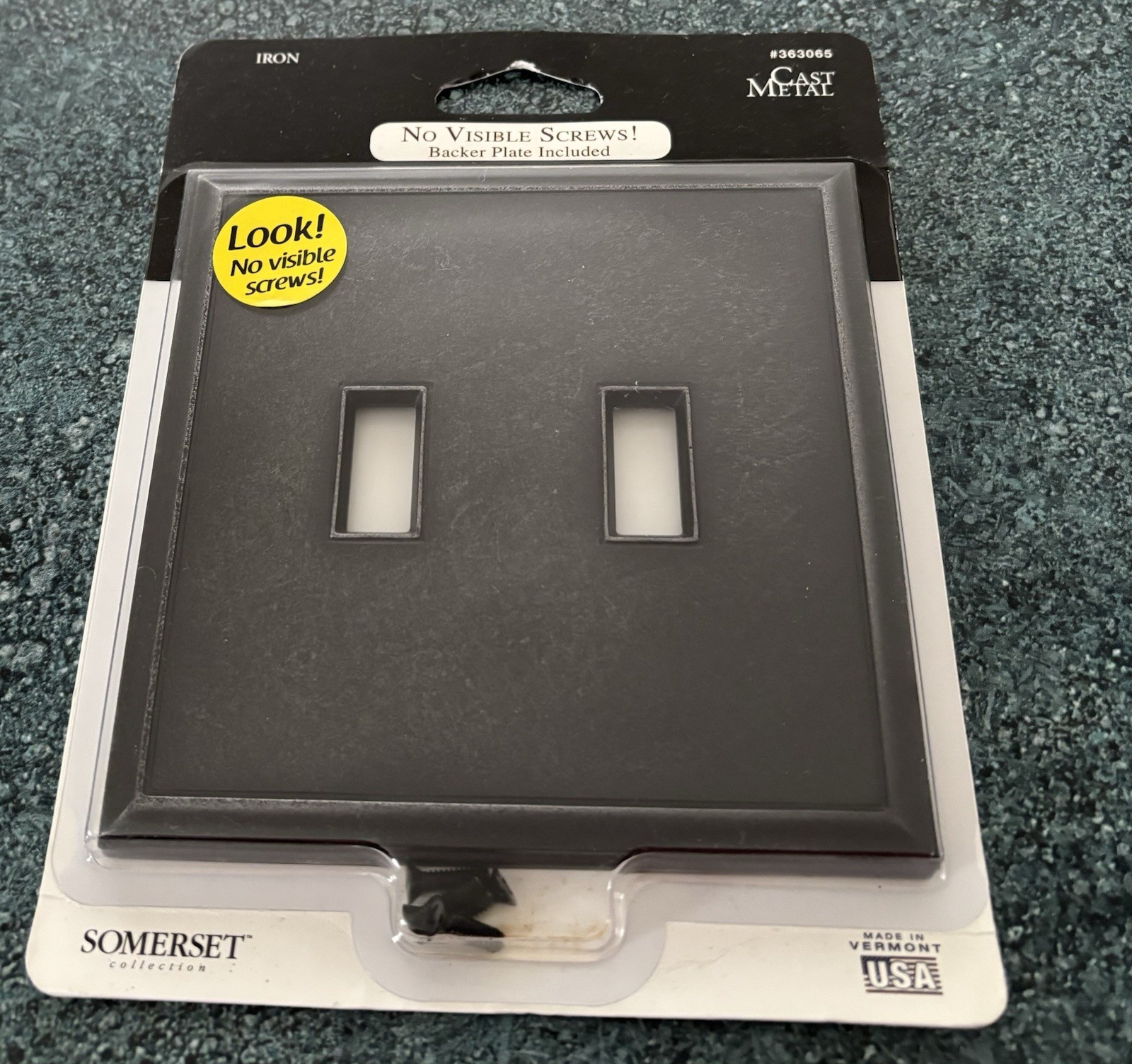 Somerset Double Light Switch Wallplate NO VISIBLE SCREWS #363065 Brand New"IRON" gallery