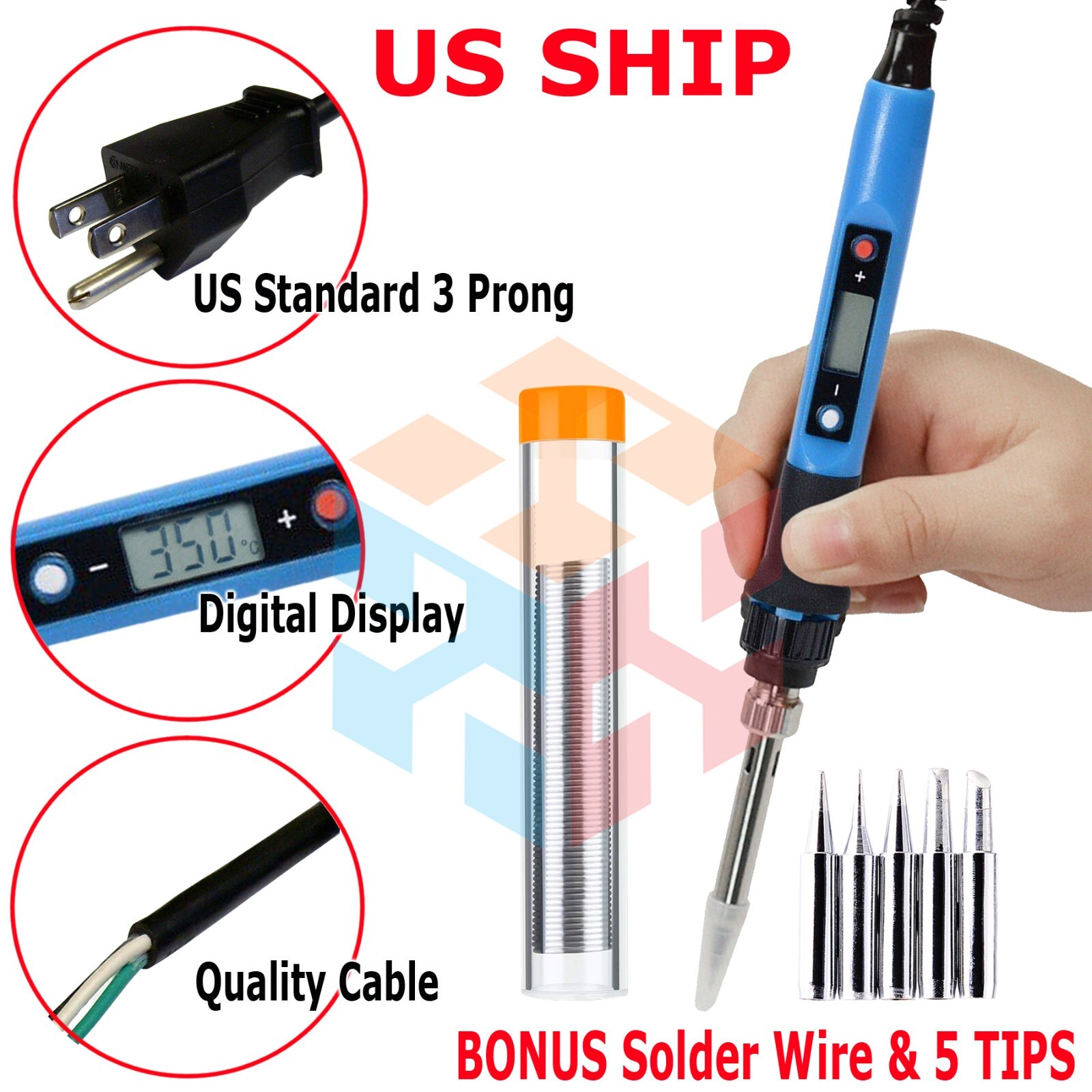 80W Digital Electric Soldering Iron Kit Tempe Adjustable Welding Tool Solder Gun gallery