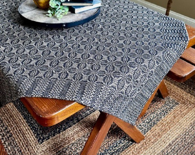 NEW PRIMITIVE TABLE SQUARE BLACK TAN WOVEN 34" x 34" WICKFORD Farmhouse Country gallery