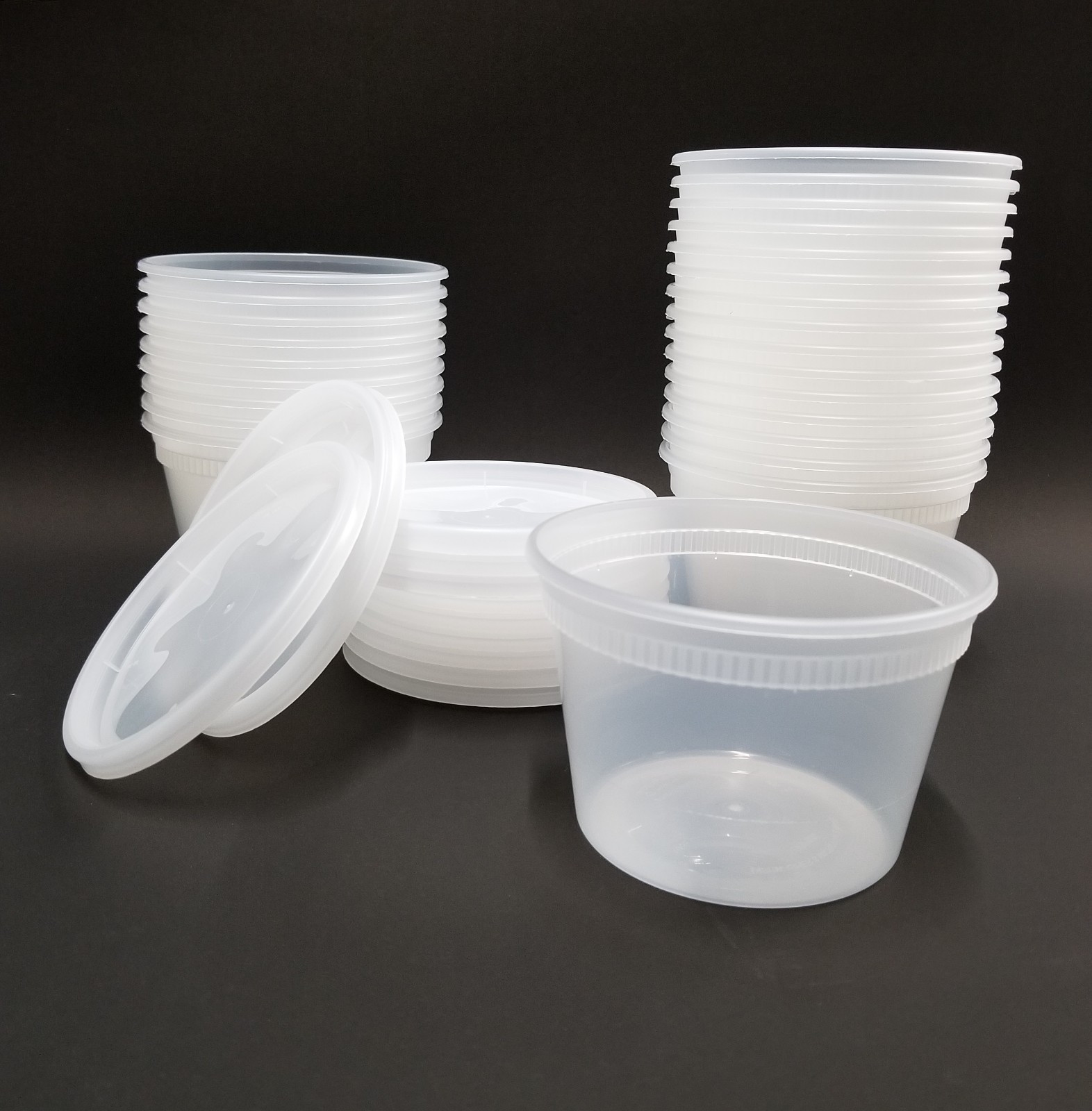 16 oz. (One Pint) Round Plastic Food Storage Deli Soup Containers Tubs with Lids gallery