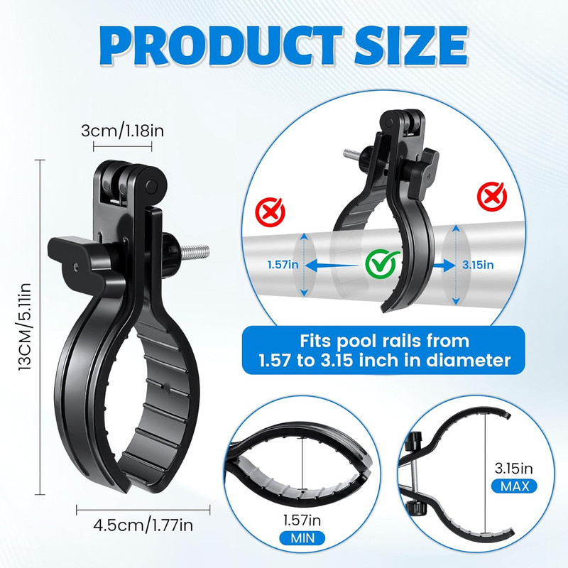 12PCS 2026 Upgraded Adjustable Pool Cover Clips for above Ground Pools,5.1Inch L gallery