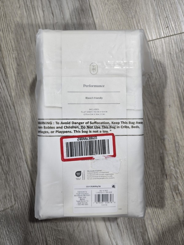 Threshold KING Performance Flat Sheet Cotton Sateen Cream 400 Thread Count NEW gallery
