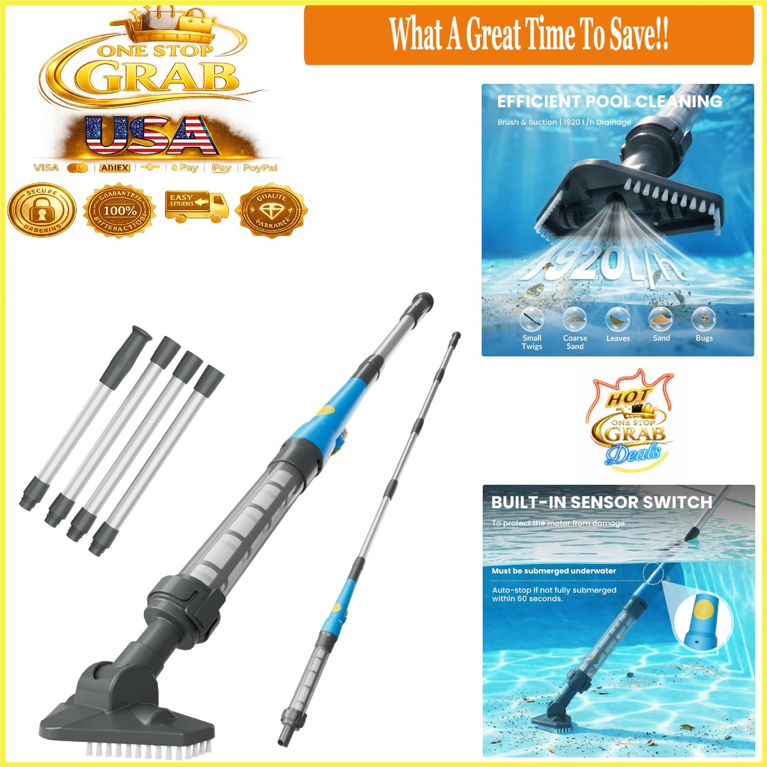 2026 Upgraded Cordless Pool Vacuum 18 GPM Strong Suction Lightweight Blue gallery