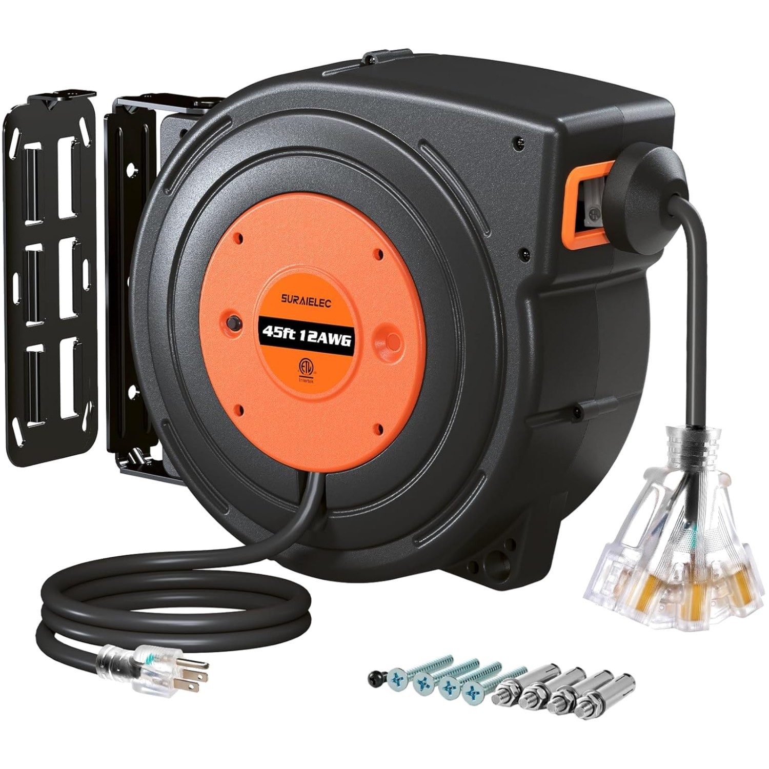 Industrial 45FT Extension Cord Reel, Wall & Ceiling Mount, Listed Safety gallery