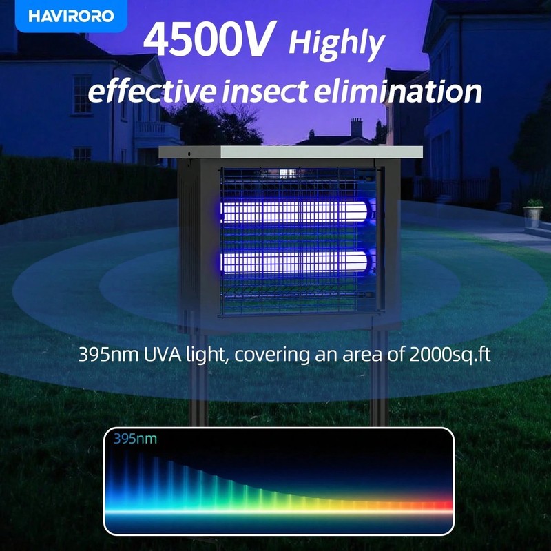 Solar Bug Zapper Outdoor Rechargeable Mosquito Killer 2000sq ft Patio Lamp gallery