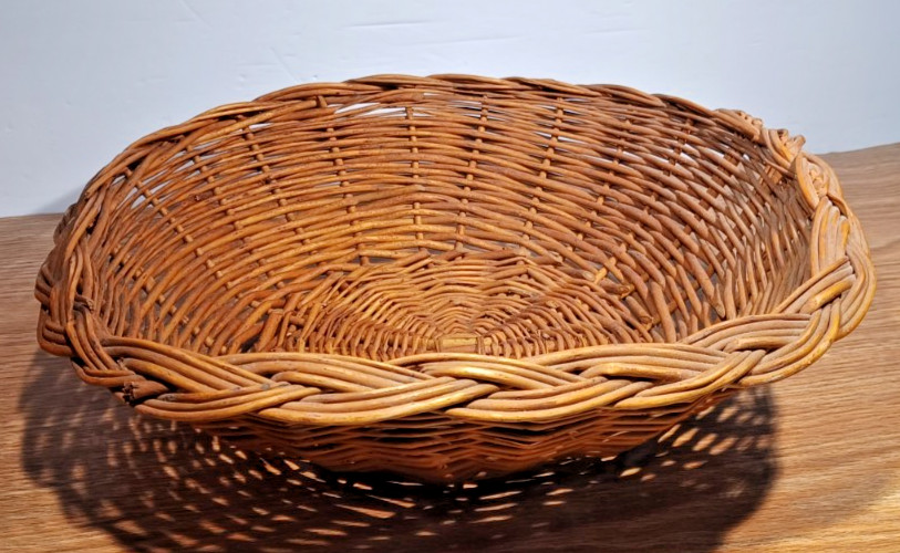 Large Wicker Bread Fruit or Floral Centerpiece Square Basket 3.5" Tall gallery