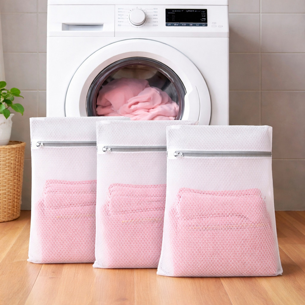 3-Pack Durable Mesh Laundry Bags With Zipper for Washing Delicates 12x16 inches. gallery