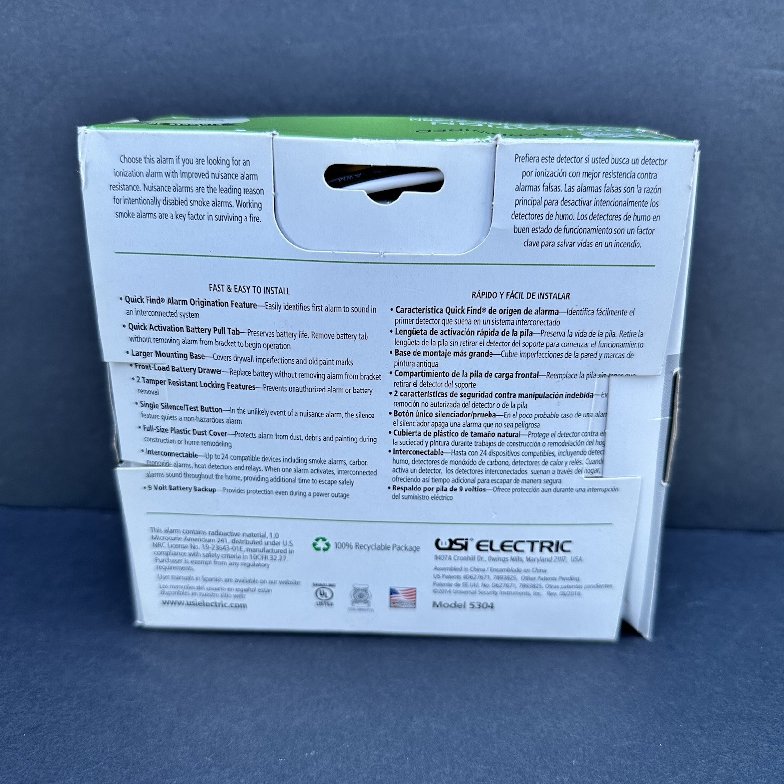 USI Electric 5304 Hardwired Ionization Smoke and Fire Alarm Detector NEW Open gallery