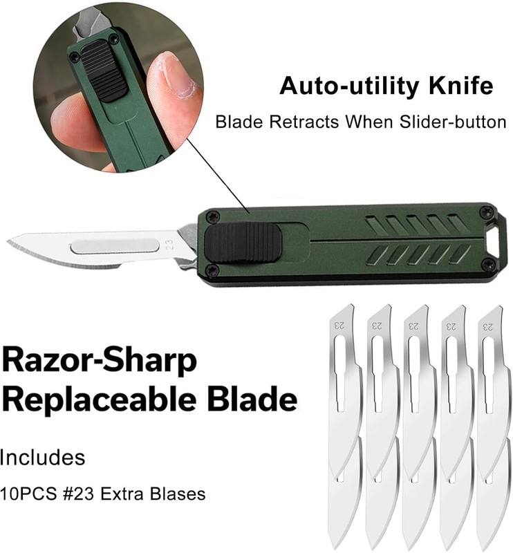 Automatic Utility Knife, Safety Auto Box Cutter Retractable, EDC Push Button gallery