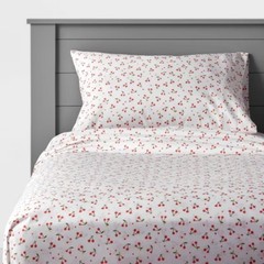 Twin Cherry Microfiber Kids’ Sheet Set : Full Size Bed Sheet, 4-Piece