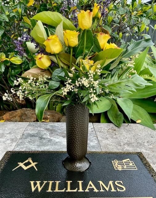 Ionic Vase - Replacement Cemetery Flower Vase - 4" D Base with 3 Flanges to L... gallery