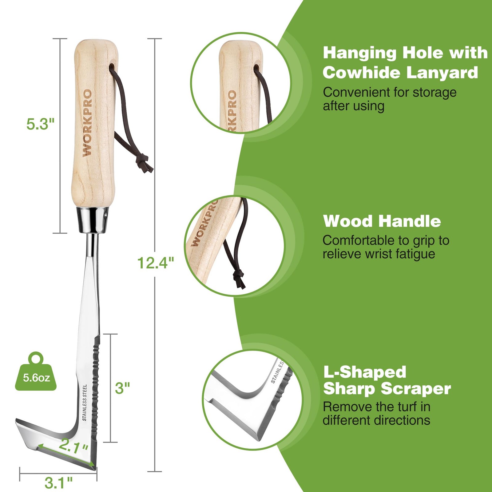 WORKPRO Crack Weeder Crevice Weeding Tool Stainless Steel Manual Weeder L Shaped gallery