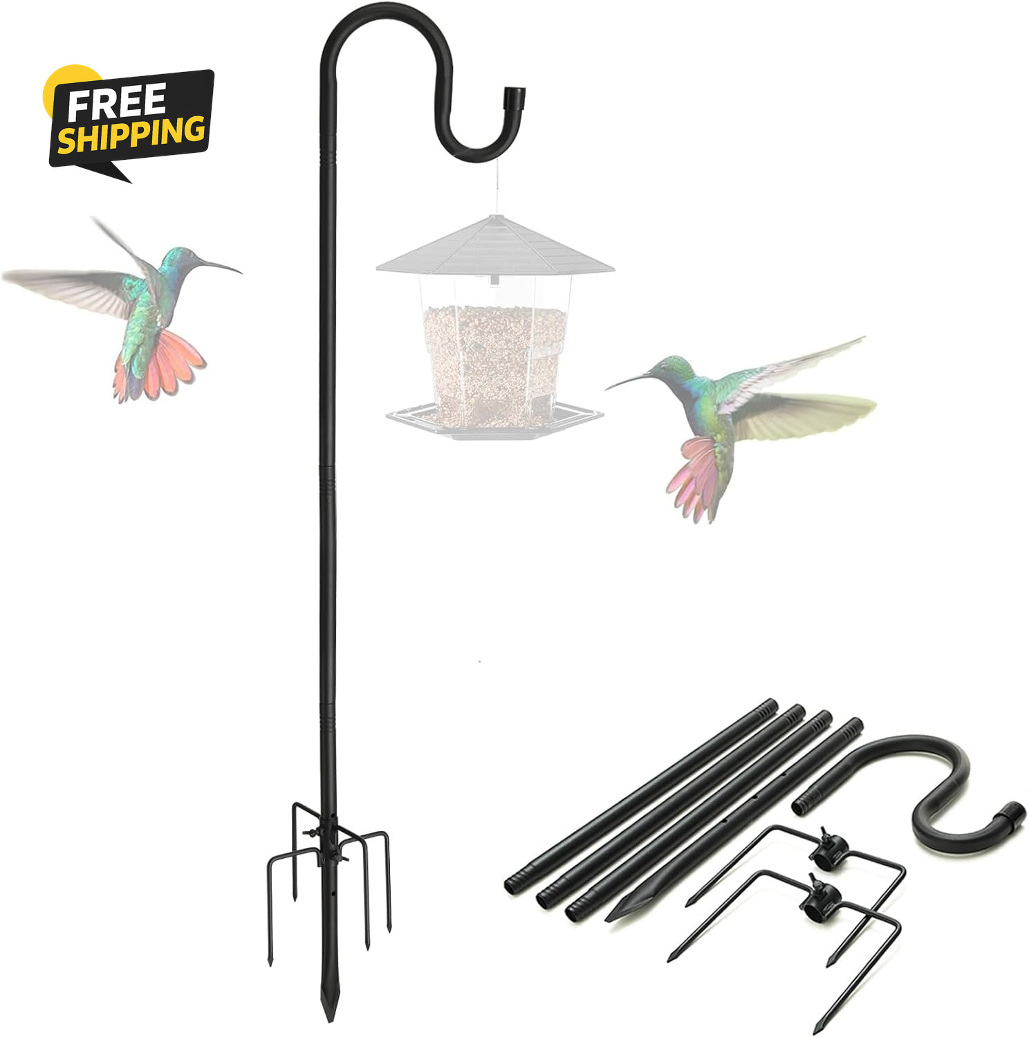 Shepherds Hooks, 94" Bird Feeder Pole for Outdoor, 4/5” Thick Hummingbird Stand gallery