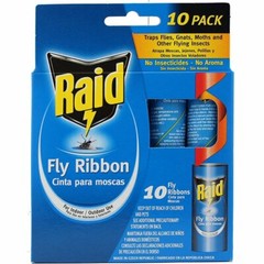 Raid 10-Pack Fly Ribbon – Traps Flies, Gnats, Moths & Other Flying Insects
