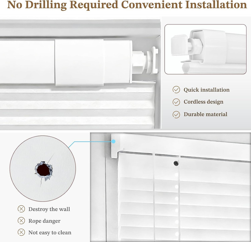Cordless Cellular Shades - Easy Install Honeycomb Blinds for Indoor Windows 41"x gallery