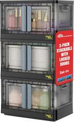 Quik Box 8.5 Gallon Stackable Storage Bins with Doors & Wheels – 3-Pack