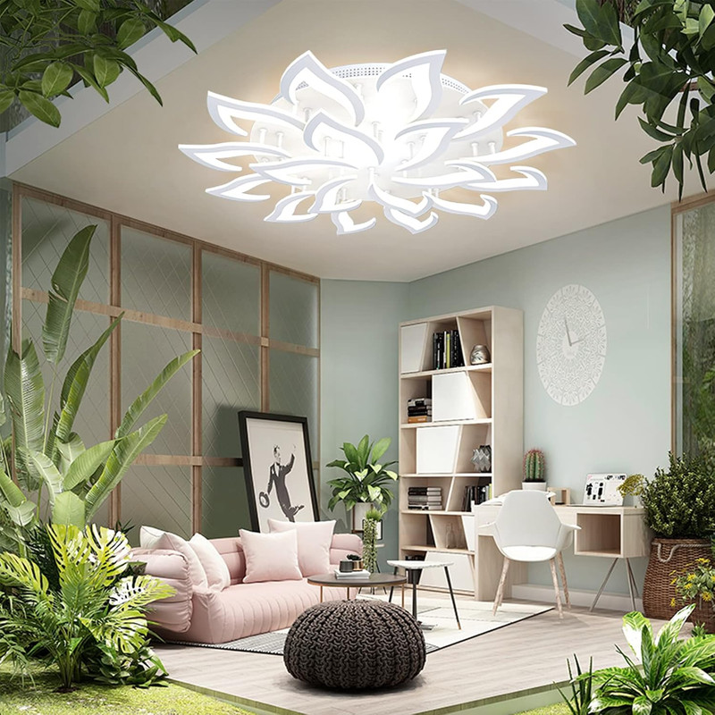 Ceiling Light Dimmable Modern Embedded LED Chandelier Metal Acrylic Petal Ceilin gallery
