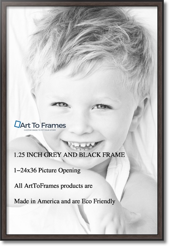 ArtToFrames 1.25" Custom Poster Frame Gray Grey and Black 4448 Large gallery