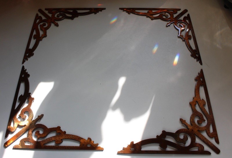 Scroll Corners (V Shaped) - Metal Wall Art - Copper 3" gallery