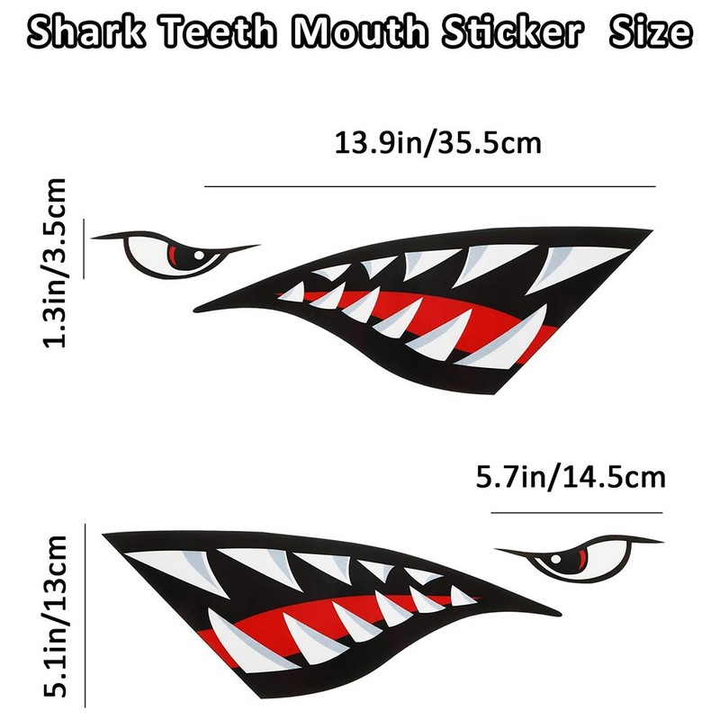2 Shark Teeth Mouth Reflective Decals Graphics Sticker for Kayak Canoe Car Truck gallery