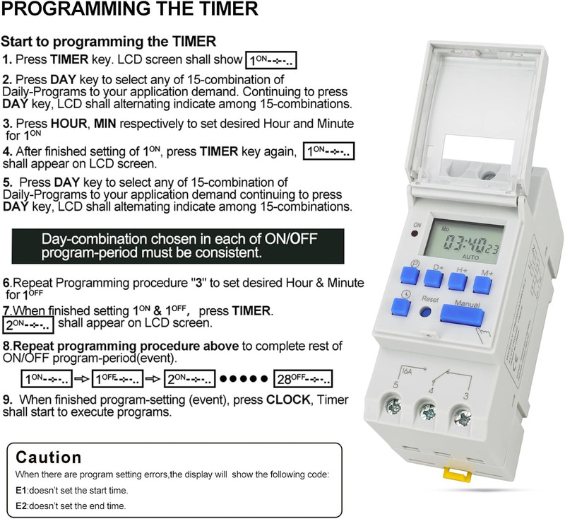Weekly Programmable Digital Timer Switch AC 220V - THC15A LCD Display gallery