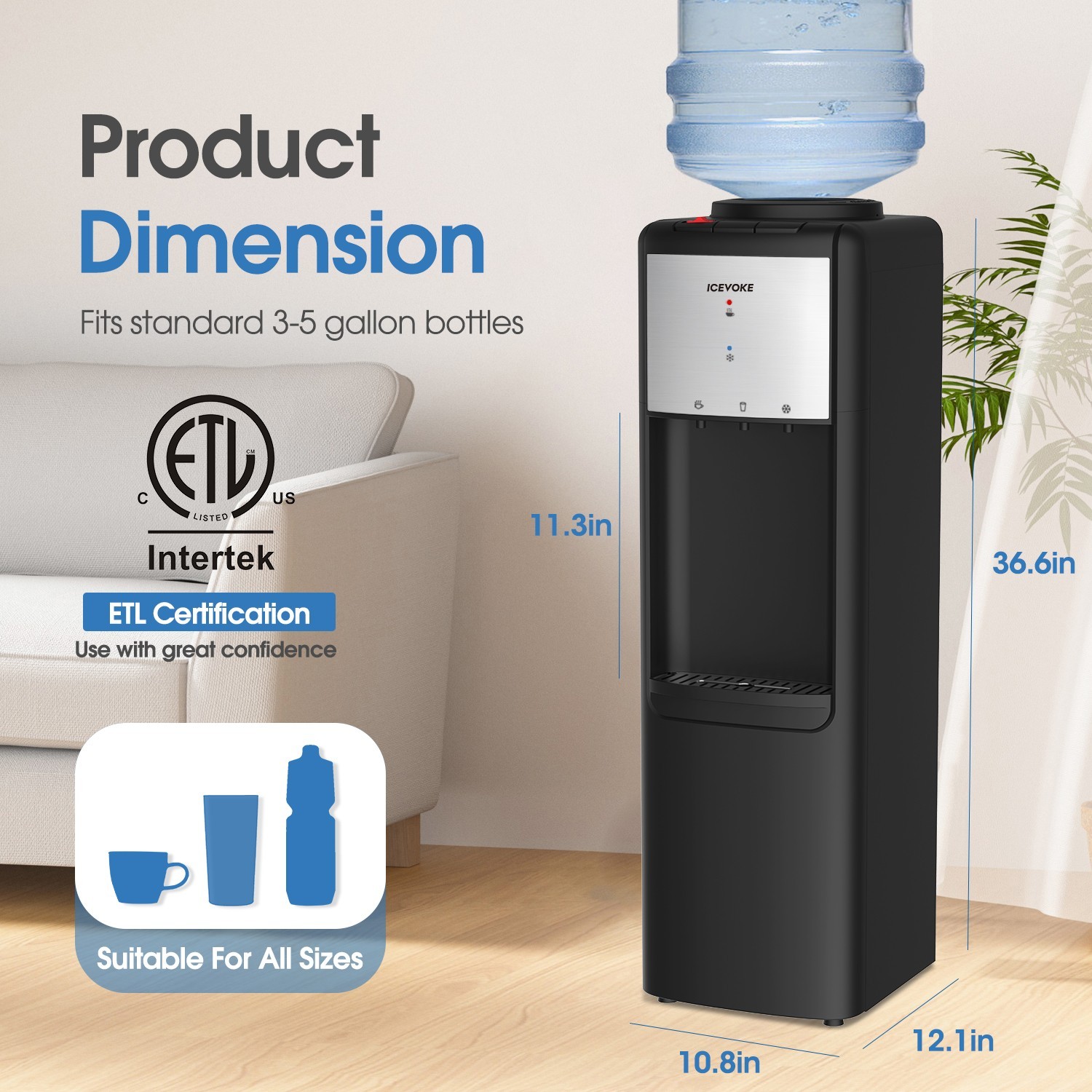 Top Loading Hot & Cold Water Cooler Dispenser for 3-5 Gallon, Child Safety Lock gallery