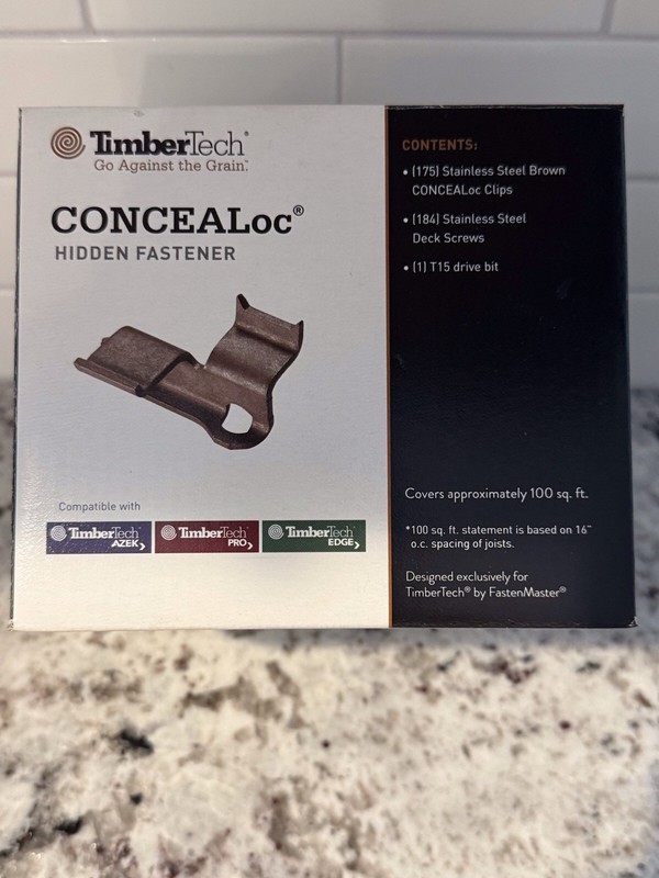 TimberTech CONCEALoc Deck Board Hidden Fasteners, 180 Clips, 200 Screws, T15 Bit gallery