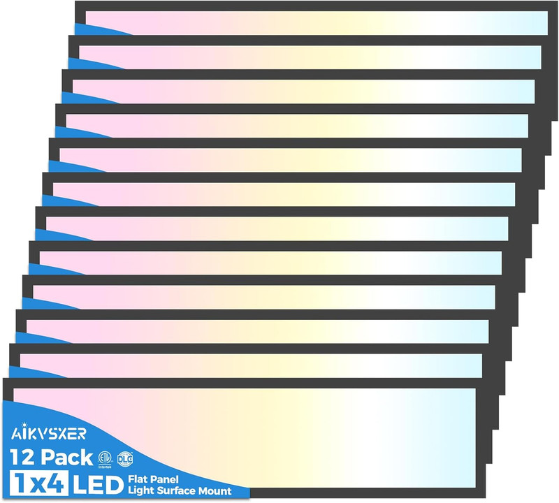 2PACK 1X4 LED Flat Panel Light Surface Mount Ceiling Light Black, 5500LM 50W TRI gallery