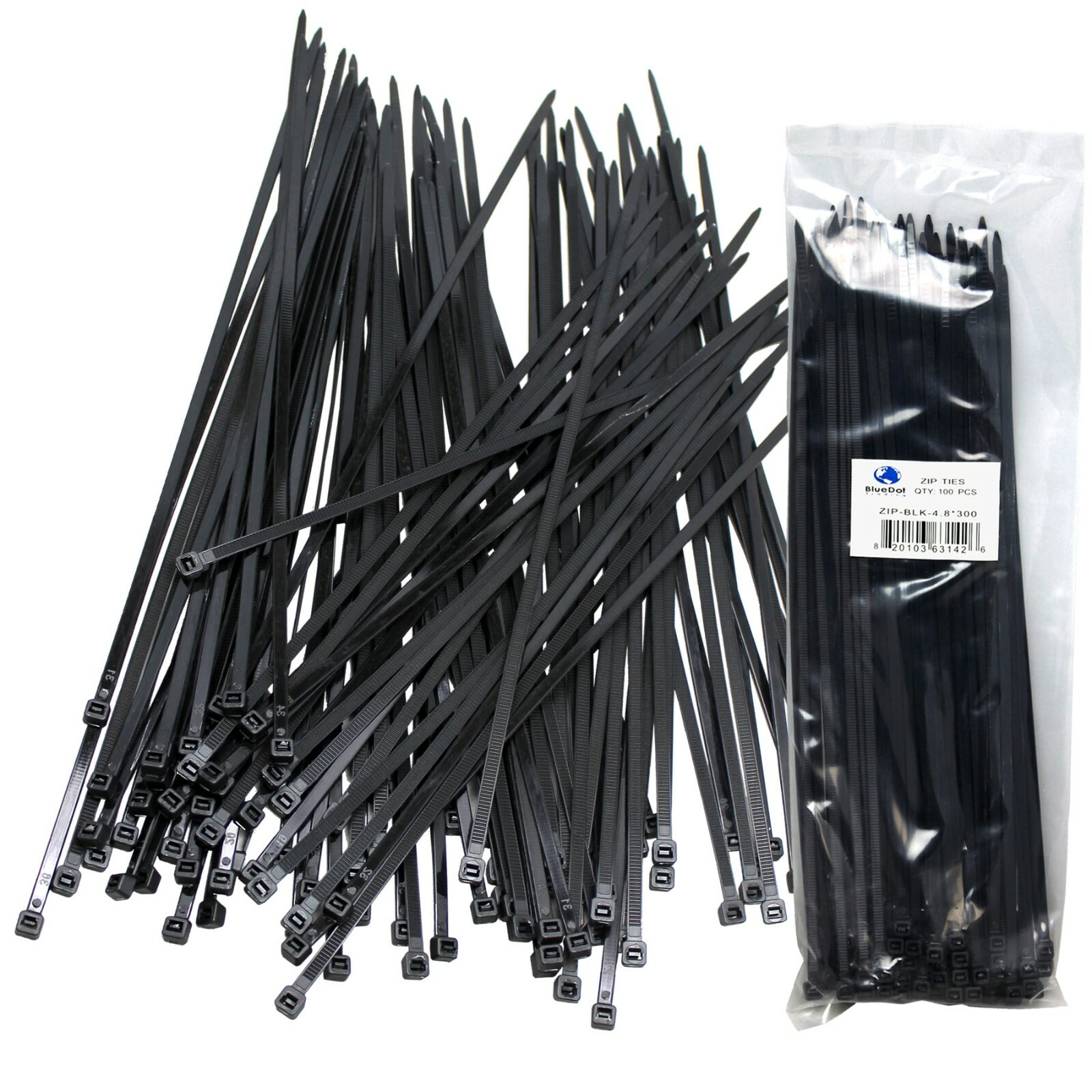 100 Pack Lot Pcs - 12" Inch UV Resistant Nylon Cable Zip Wire Tie BLACK - 52 lbs gallery