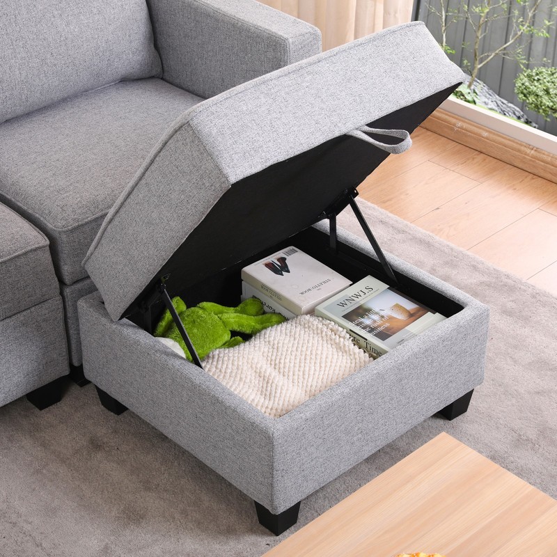Convertible Modular Sectional Sofa Couch with Storage Seat U Shaped 4-Seat Sof gallery