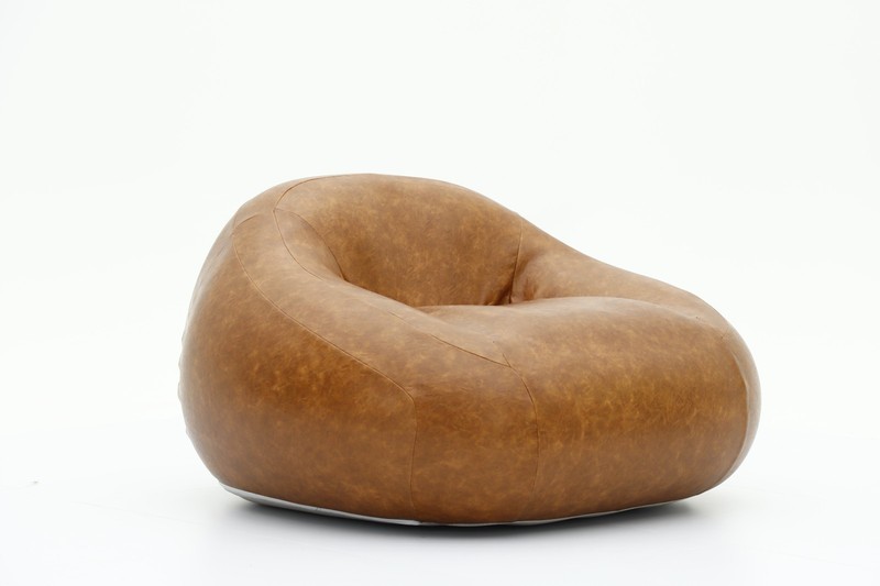 Vintage Brown Leather Inflatable Lounge Chair Single Seater Sofa 46x44x27in Home gallery