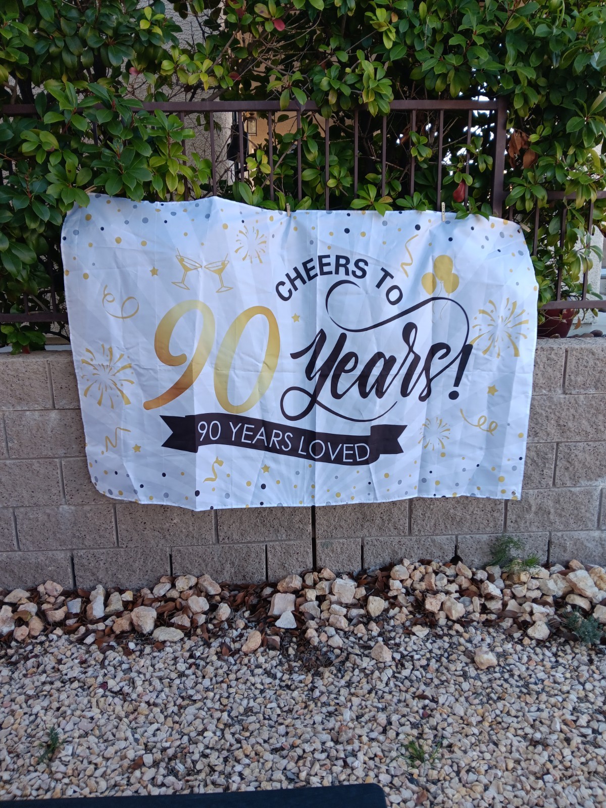 Happy 90th Birthday Banner Backdrop approx 44" X 72" Decoration gallery
