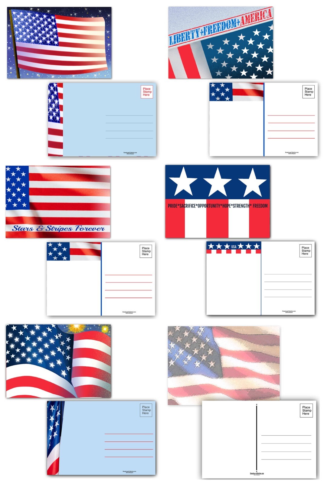Assorted Patriotic Postcards | 36 Pack All Occasion Postcards | American Flag gallery