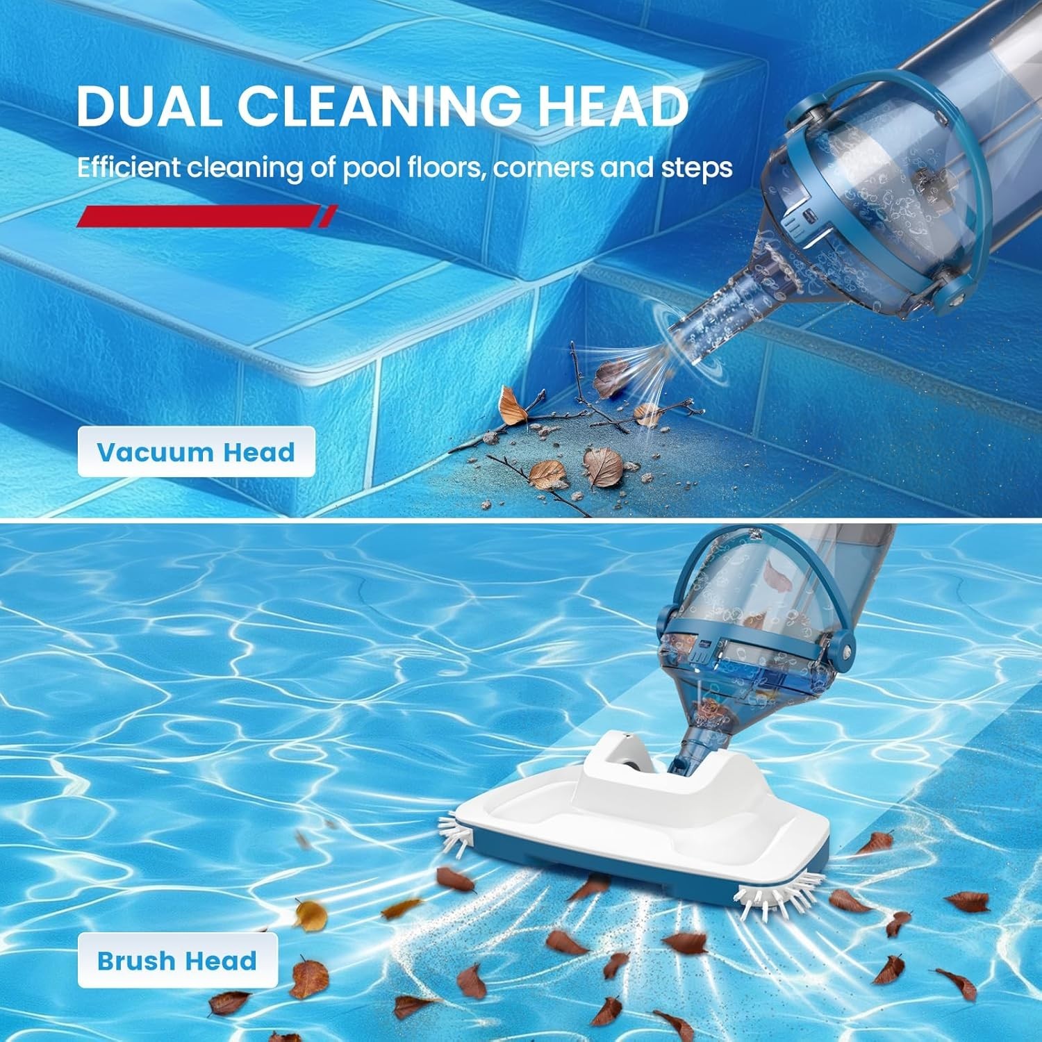 ENHULK Pool Vacuum for Above Ground Pool Upgraded 13.4 Wide Head & Telescopic gallery