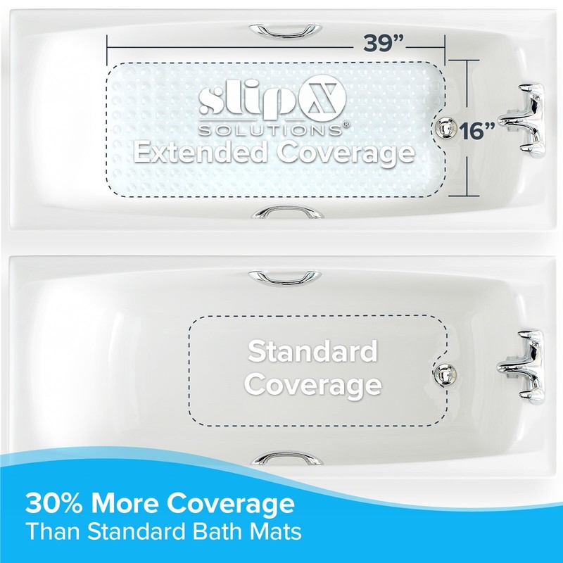 SlipX Solutions Extra Long Bath Mat: 39" Clear Bathtub Mat with Suction Cups gallery
