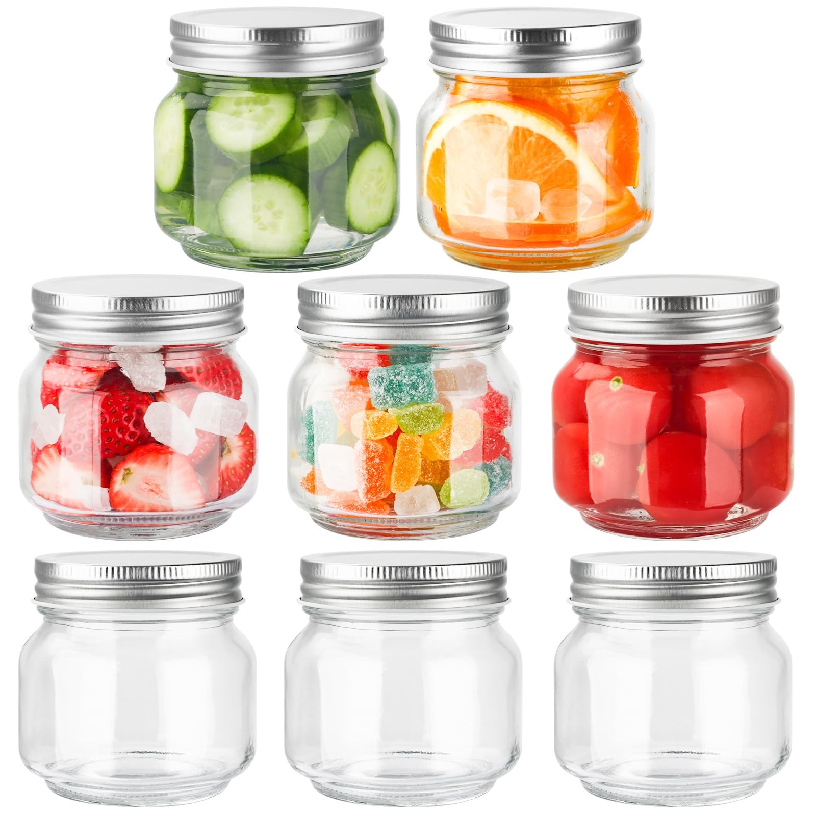 GUEQUITLEX Glass Mason Jars With Lids Genuine 8 Fluid Ounces, 8oz,8 pcs gallery
