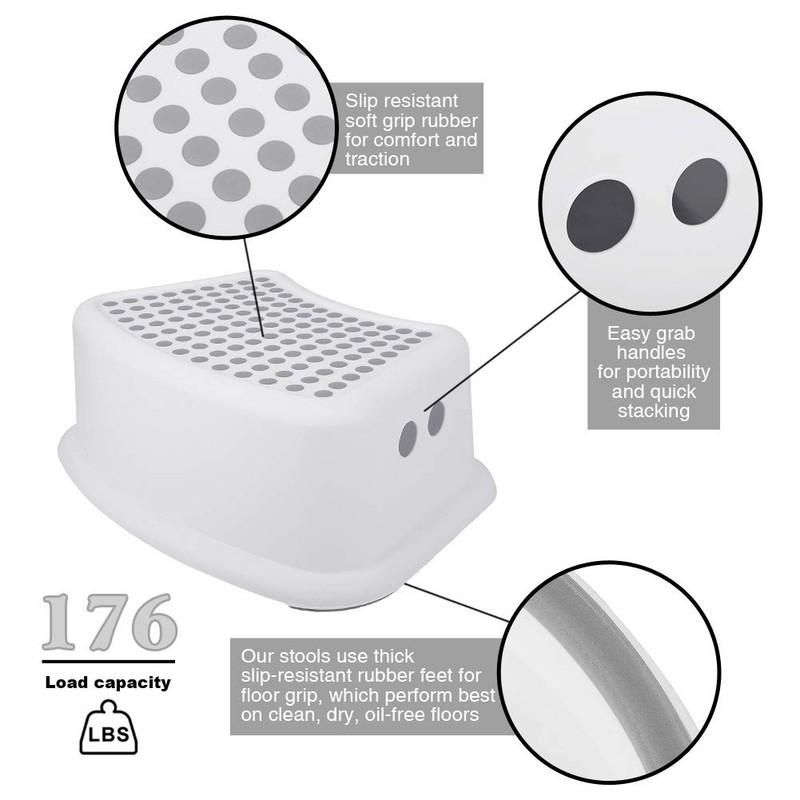 2 Pack Kids Step Stool Stackable Anti Slip Toilet Training Stool Grey gallery
