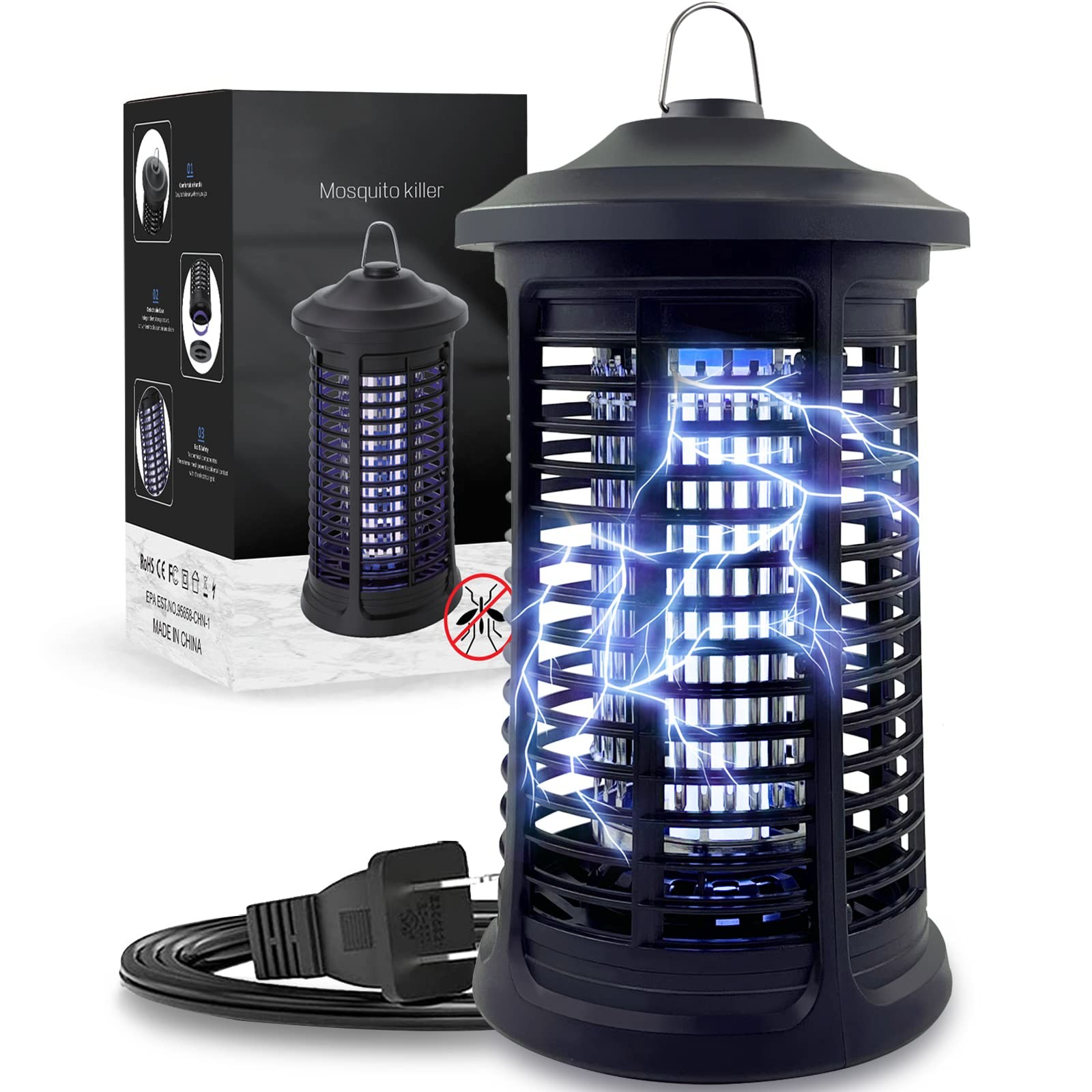 Electric Bug Zapper Indoor/Outdoor, 4200V High Powered Mosquito Zappers Black gallery