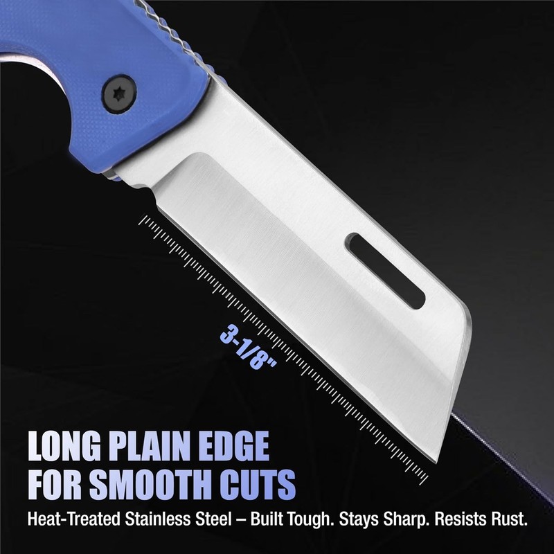 WORKPRO Electrician Knife Folding Pocket Utility Knife with Stainless Plain Edge gallery