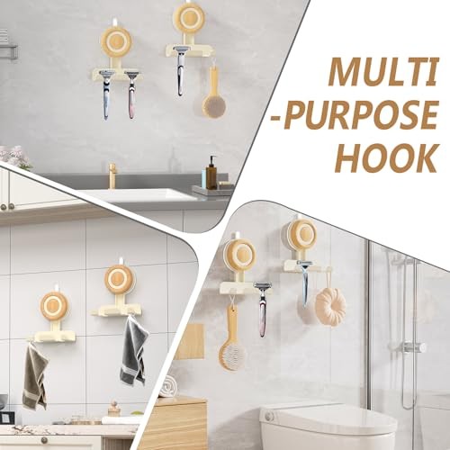 Razor Holder for Shower Suction Cup Shaver Holder for Wall, 2 Pack Beige gallery