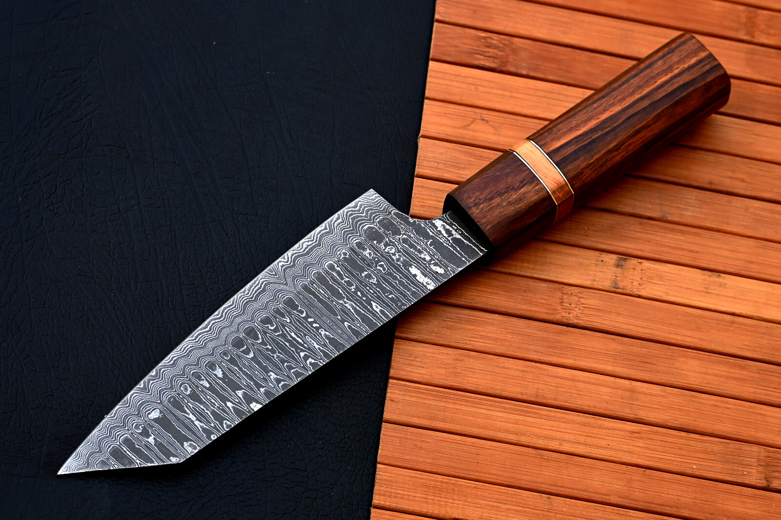 CUSTOM HANDMADE FORGED DAMASCUS STEEL CHEF KNIFE KITCHEN KNIFE WOOD HANDLE 2735 gallery