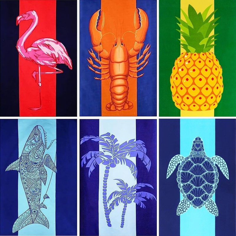 Oversized Terry Beach Towel Set - 6 Pack Extra Large Soft Towels for Pool, Campi gallery