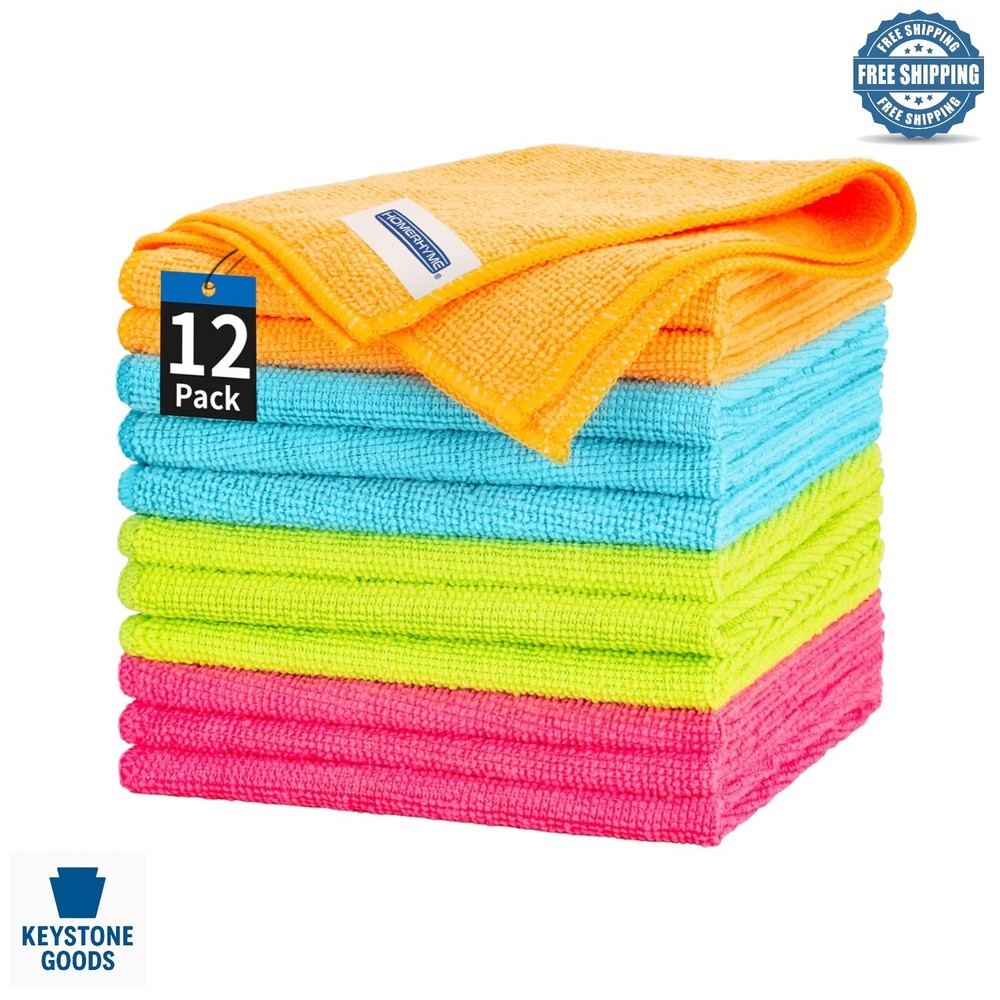12 Pack Microfiber Cleaning Cloths - Multi-Purpose, Lint-Free, Durable & Eco-...