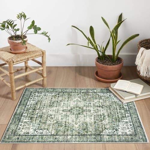 2x3 Washable Rug for Entryway, Soft 2' x 3' (Rectangular) Sage Green gallery